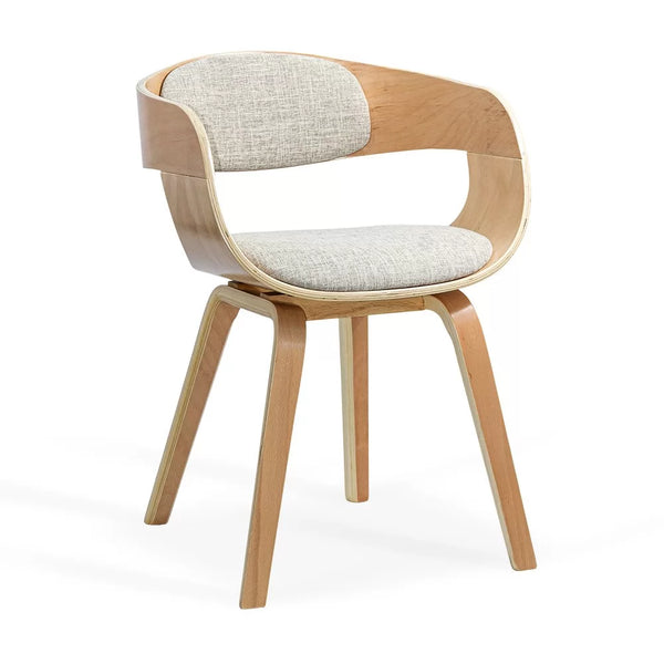 Scaun living bej BUC 014 din stofa cu cadru din lemn curbat