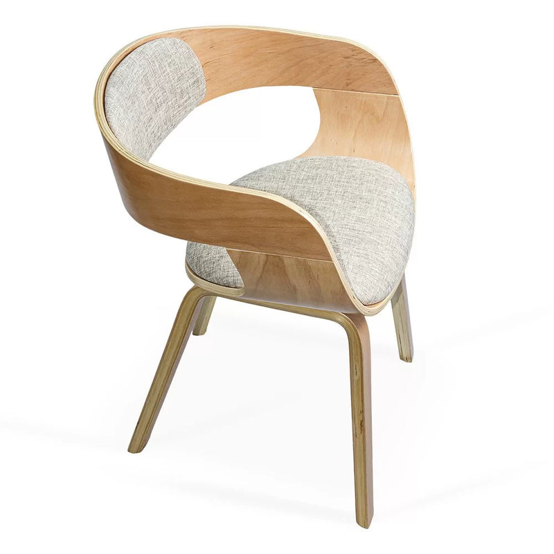 Scaun living bej BUC 014 din stofa cu cadru din lemn curbat