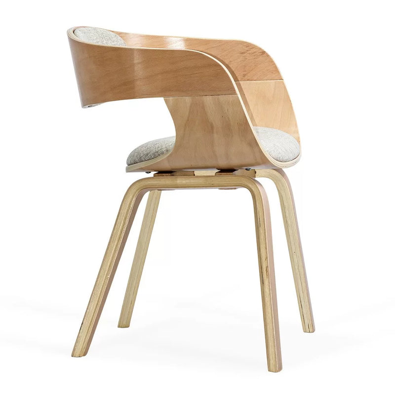 Scaun living bej BUC 014 din stofa cu cadru din lemn curbat