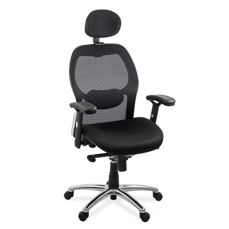 Scaun de birou ergonomic rezistent 150 kg cu suport lombar si cotiere reglabile SYYT 9513 negru - EScaune
