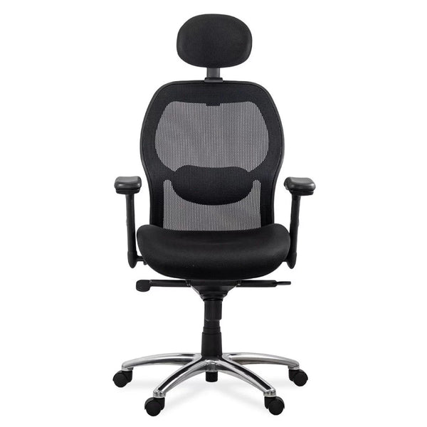 Scaun de birou ergonomic rezistent 150 kg cu suport lombar si cotiere reglabile SYYT 9513 negru - EScaune