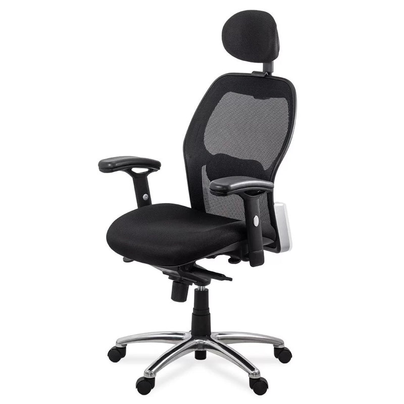 Scaun de birou ergonomic rezistent 150 kg cu suport lombar si cotiere reglabile SYYT 9513 negru - EScaune