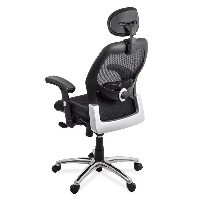 Scaun de birou ergonomic rezistent 150 kg cu suport lombar si cotiere reglabile SYYT 9513 negru - EScaune