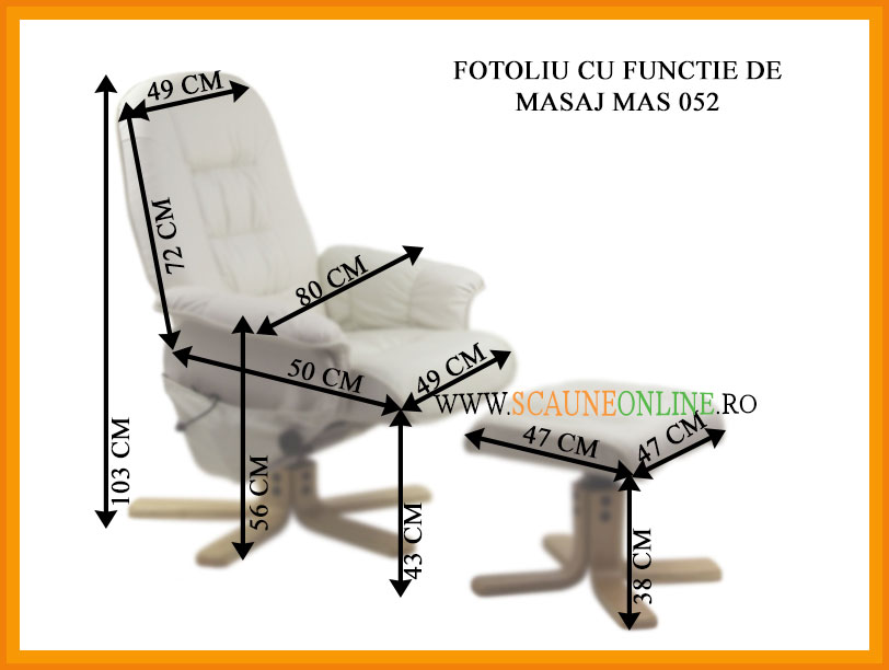 Dimensiuni Fotoliu cu functie de masaj MAS 052