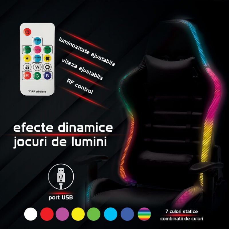 Scaun Gaming cu banda LED RGB OFF 301